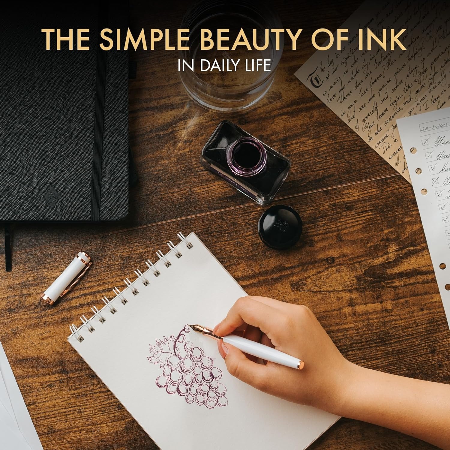 image:imageWordsworth and Black Fountain Pen Ink Bottle 50 ml Premium Luxury Edition Racing Green Fountain Pens Bottled Ink Classic Designed Bottle Smooth Flow 50 mlLavender Purple