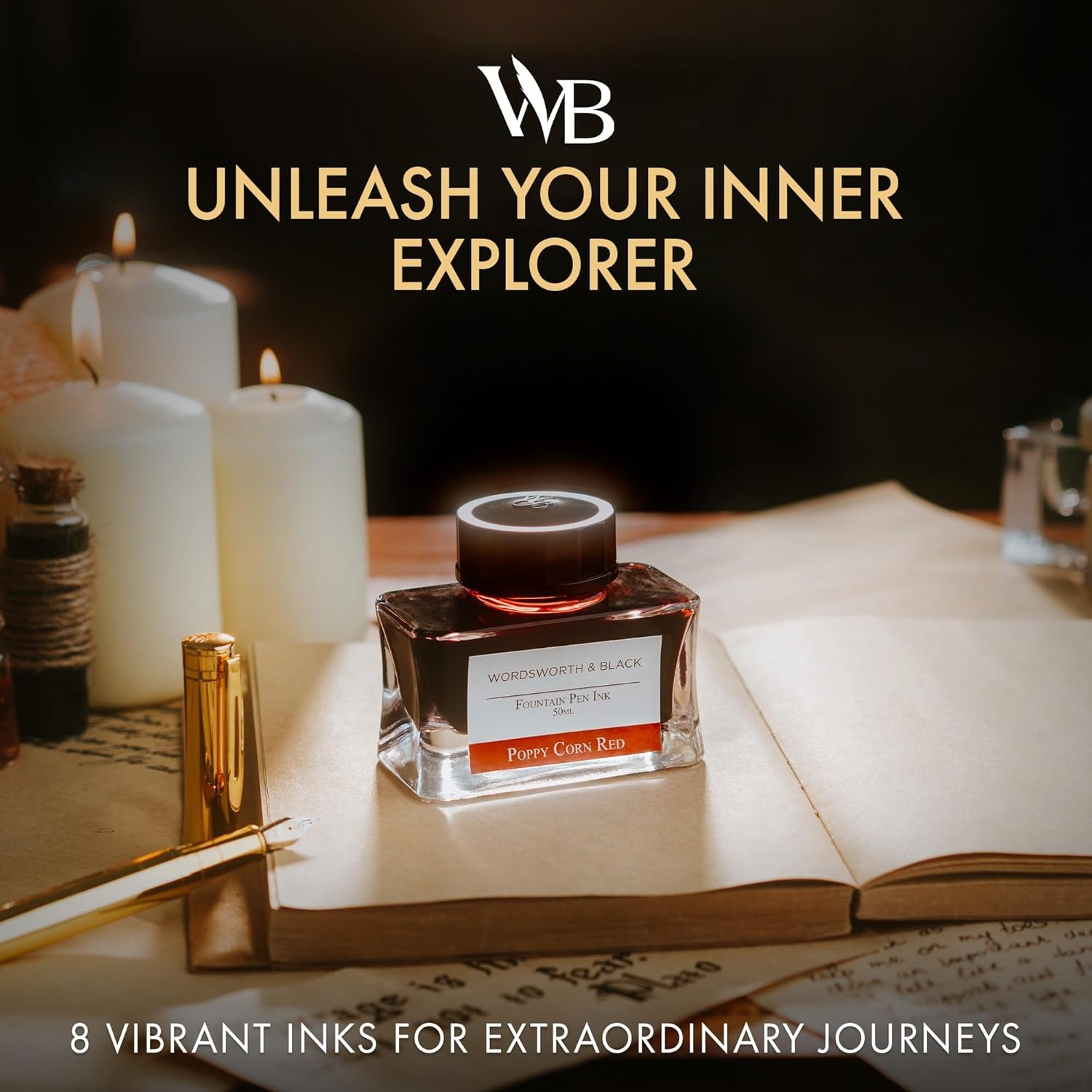 image:imageWordsworth and Black Fountain Pen Ink Bottle 50 ml Premium Luxury Edition Racing Green Fountain Pens Bottled Ink Classic Designed Bottle Smooth Flow 50 mlRed