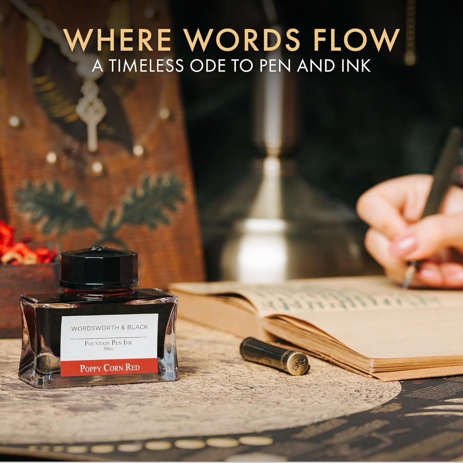 image:imageWordsworth and Black Fountain Pen Ink Bottle 50 ml Premium Luxury Edition Racing Green Fountain Pens Bottled Ink Classic Designed Bottle Smooth Flow 50 mlRed