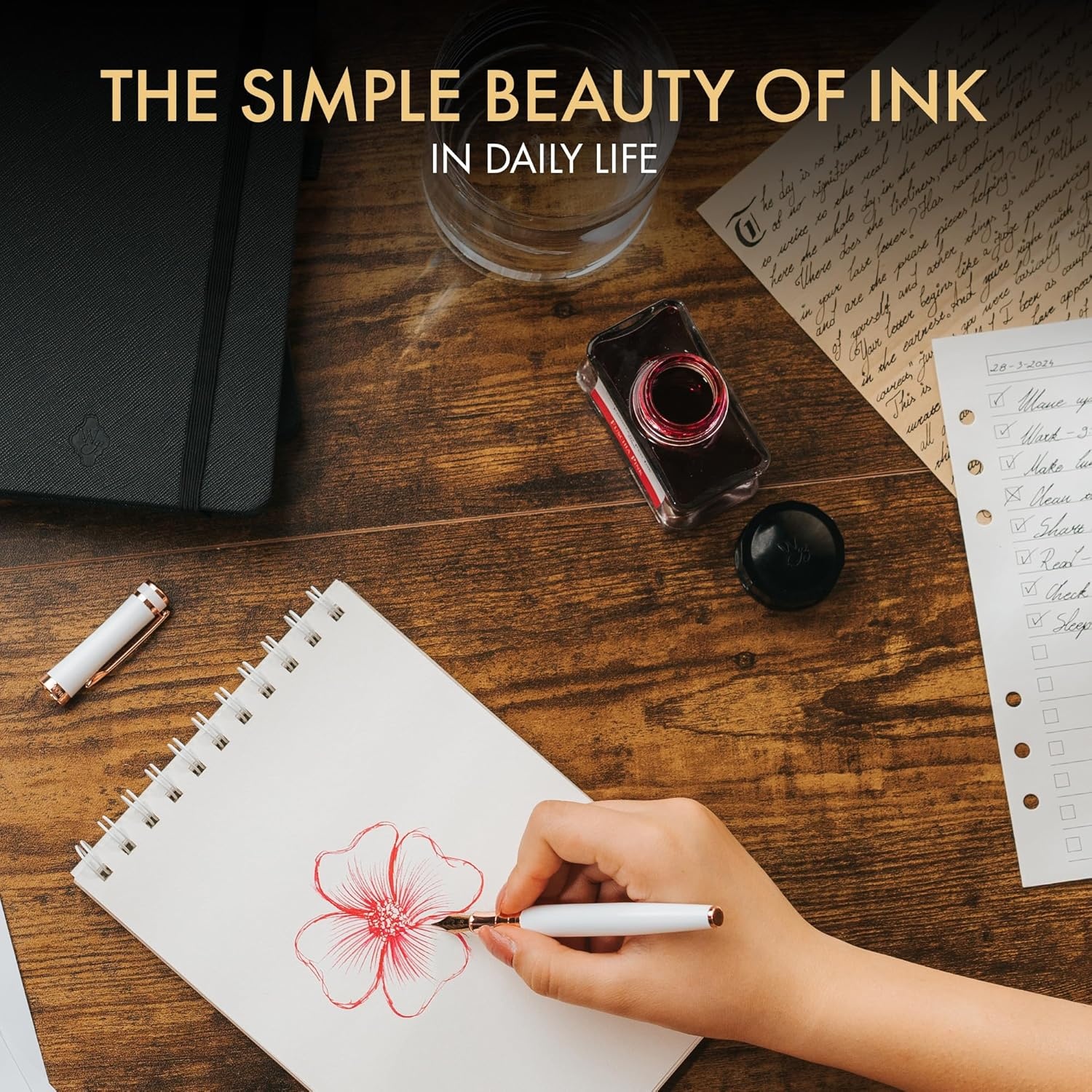 image:imageWordsworth and Black Fountain Pen Ink Bottle 50 ml Premium Luxury Edition Racing Green Fountain Pens Bottled Ink Classic Designed Bottle Smooth Flow 50 mlPink