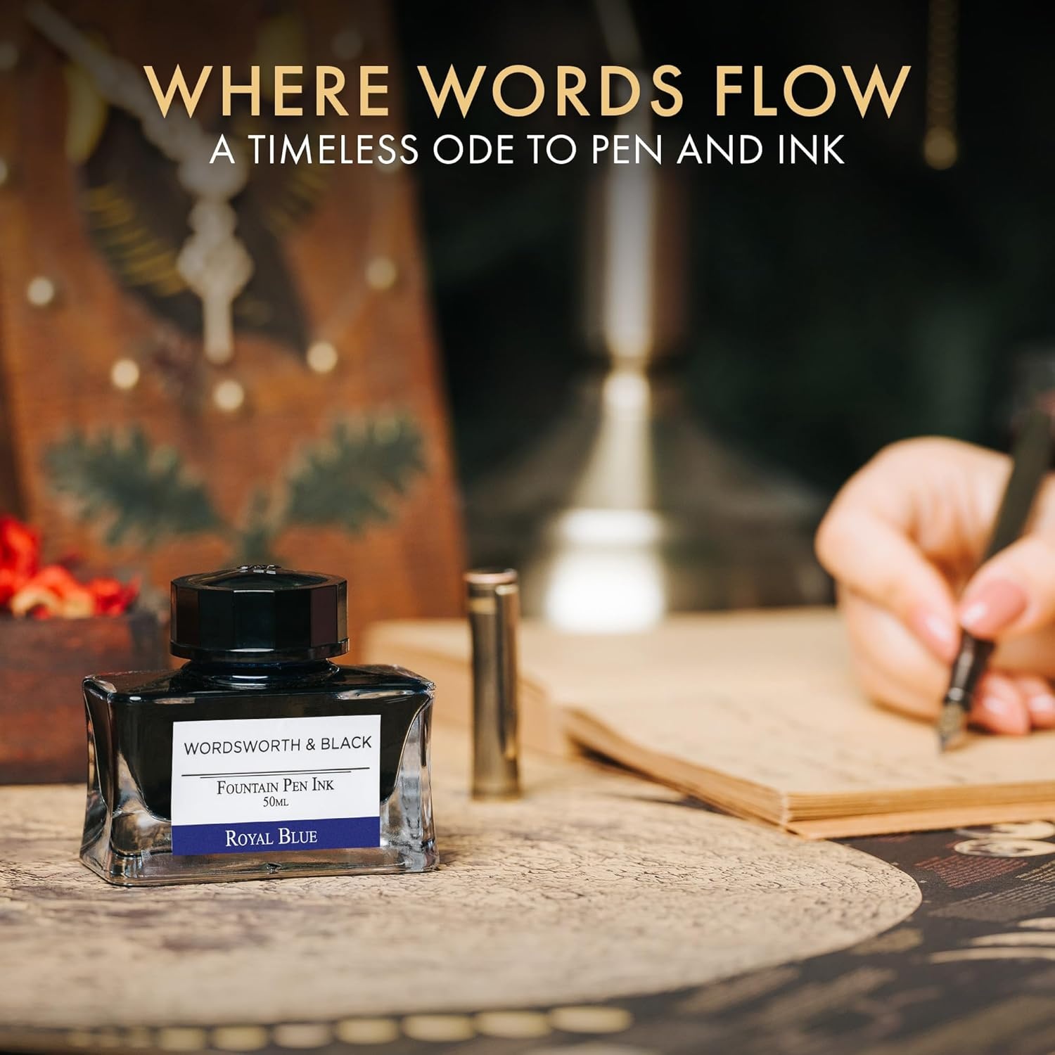 image:imageWordsworth and Black Fountain Pen Ink Bottle 50 ml Premium Luxury Edition Racing Green Fountain Pens Bottled Ink Classic Designed Bottle Smooth Flow 50 mlRoyal Blue