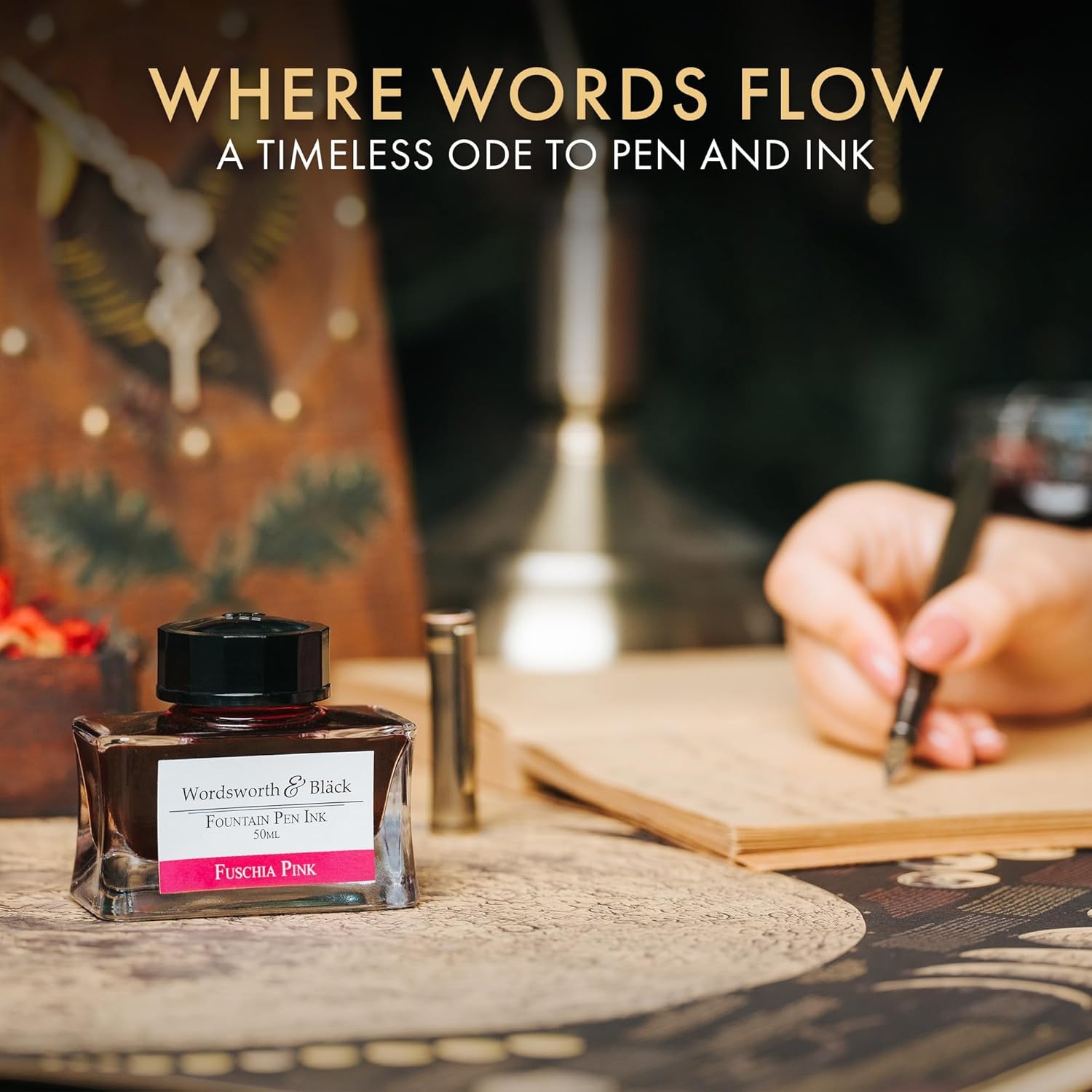 image:imageWordsworth and Black Fountain Pen Ink Bottle 50 ml Premium Luxury Edition Racing Green Fountain Pens Bottled Ink Classic Designed Bottle Smooth Flow 50 mlPink