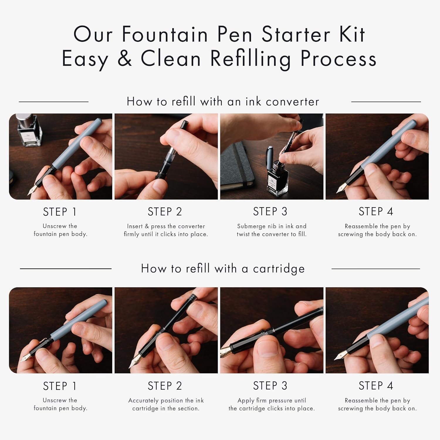 image:imageWordsworth and Black Fountain Pen Set Grey Includes 2 Pens 18 ML Ink Bottle 60 Ink Cartridges A Refill Converter 1 Medium and 4 Broad Nibs Brush Pen Fountain Pen Kit for BeginnersRed and Blue