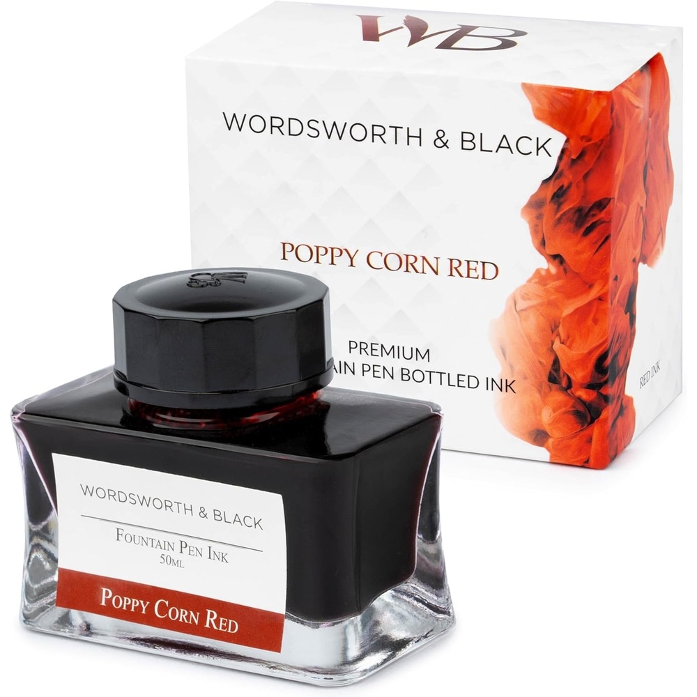 image:imageWordsworth and Black Fountain Pen Ink Bottle 50 ml Premium Luxury Edition Racing Green Fountain Pens Bottled Ink Classic Designed Bottle Smooth Flow 50 mlRed