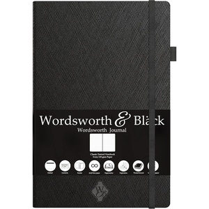 image:imageThin Classic Premium Bullet Grid Journal with Pen Loop  A5 58 x 83 Dotted Hard Cover Notebook  Lightweight Numbered Pages  Dotted Journal  Leather Inner Pocket Ivory 120gsm Paper  Black