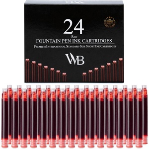 image:imageWordsworth amp Black 24 Pack Fountain Pen Ink Refills  Set of 24 Assorted Ink Cartridges  International Standard Size  Length APPR 23  Base Diameter APPR 024  Disposable and GenericRed