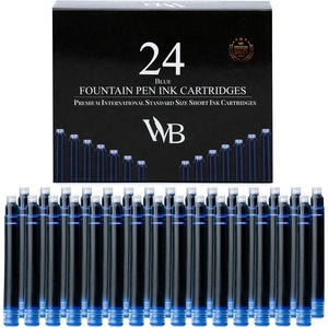 image:imageWordsworth amp Black 24 Pack Fountain Pen Ink Refills  Set of 24 Assorted Ink Cartridges  International Standard Size  Length APPR 23  Base Diameter APPR 024  Disposable and GenericBlue