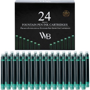 image:imageWordsworth amp Black 24 Pack Fountain Pen Ink Refills  Set of 24 Assorted Ink Cartridges  International Standard Size  Length APPR 23  Base Diameter APPR 024  Disposable and GenericGreen