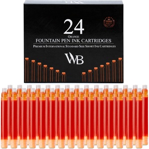 image:imageWordsworth amp Black 24 Pack Fountain Pen Ink Refills  Set of 24 Assorted Ink Cartridges  International Standard Size  Length APPR 23  Base Diameter APPR 024  Disposable and GenericOrange
