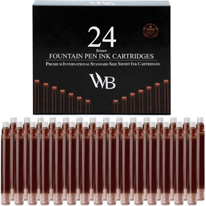 image:imageWordsworth amp Black 24 Pack Fountain Pen Ink Refills  Set of 24 Assorted Ink Cartridges  International Standard Size  Length APPR 23  Base Diameter APPR 024  Disposable and GenericBrown