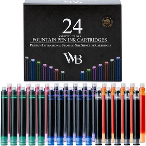 image:imageWordsworth amp Black 24 Pack Fountain Pen Ink Refills  Set of 24 Assorted Ink Cartridges  International Standard Size  Length APPR 23  Base Diameter APPR 024  Disposable and GenericAssorted