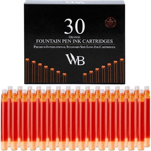 image:imageWordsworth amp Black 30 Pack Fountain Pen Ink Refills  Set of 30 Assorted Ink Cartridges  International Standard Size  Length APPR 23  Base Diameter APPR 024  Disposable and GenericOrange