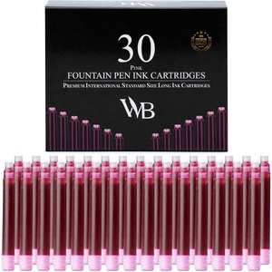 image:imageWordsworth amp Black 30 Pack Fountain Pen Ink Refills  Set of 30 Assorted Ink Cartridges  International Standard Size  Length APPR 23  Base Diameter APPR 024  Disposable and GenericPink