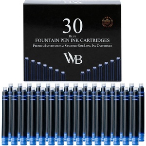 image:imageWordsworth amp Black 30 Pack Fountain Pen Ink Refills  Set of 30 Assorted Ink Cartridges  International Standard Size  Length APPR 23  Base Diameter APPR 024  Disposable and GenericBlue