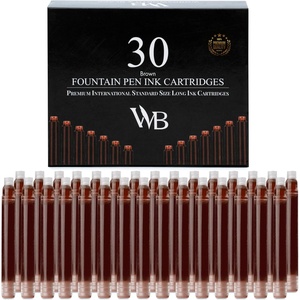 image:imageWordsworth amp Black 30 Pack Fountain Pen Ink Refills  Set of 30 Assorted Ink Cartridges  International Standard Size  Length APPR 23  Base Diameter APPR 024  Disposable and GenericBrown
