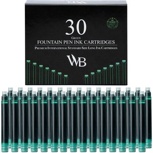 image:imageWordsworth amp Black 30 Pack Fountain Pen Ink Refills  Set of 30 Assorted Ink Cartridges  International Standard Size  Length APPR 23  Base Diameter APPR 024  Disposable and GenericGreen