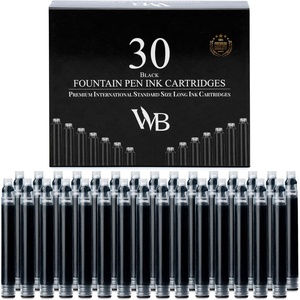image:imageWordsworth amp Black 30 Pack Fountain Pen Ink Refills  Set of 30 Assorted Ink Cartridges  International Standard Size  Length APPR 23  Base Diameter APPR 024  Disposable and GenericBlack