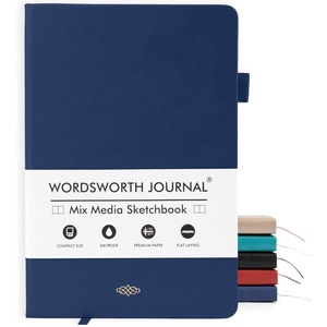 image:imageWordsworth amp Black A5 Mixed Media Journal 96 Mix Pages Hardcover Leather 190 GSM Paper Journaling Notebook for Work amp Sketching Journals for Women Men  Gifts Box Included Rose GoldBlue