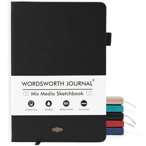 image:imageWordsworth amp Black A5 Mixed Media Journal 96 Mix Pages Hardcover Leather 190 GSM Paper Journaling Notebook for Work amp Sketching Journals for Women Men  Gifts Box Included Rose GoldBlack