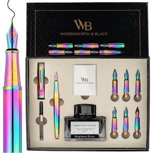 image:imageWordsworth amp Black Calligraphy Pen Gift Set Includes Bottle 6 Cartridges Refill Converter 6 Replacement Nibs Premium Package Journaling Smooth Writing Pens Red ChromeRainbow