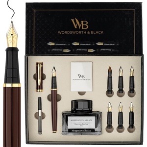 image:imageWordsworth amp Black Calligraphy Pen Gift Set Includes Bottle 6 Cartridges Refill Converter 6 Replacement Nibs Premium Package Journaling Smooth Writing Pens Red ChromeBrown Gold