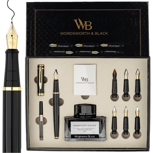 image:imageWordsworth amp Black Calligraphy Pen Gift Set Includes Bottle 6 Cartridges Refill Converter 6 Replacement Nibs Premium Package Journaling Smooth Writing Pens Red ChromeBlack Gold
