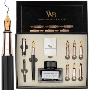 image:imageWordsworth amp Black Calligraphy Pen Gift Set Includes Bottle 6 Cartridges Refill Converter 6 Replacement Nibs Premium Package Journaling Smooth Writing Pens Red ChromeBlack Rose Gold
