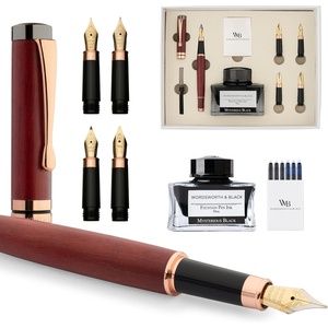 image:imageWordsworth amp Black Fountain Pen Gift Set Includes Ink Bottle 6 Cartridges Refill Converter 4 Replacement Nibs Luxury Bamboo Journaling Calligraphy Smooth Writing Pens  RosewoodViolet Wood